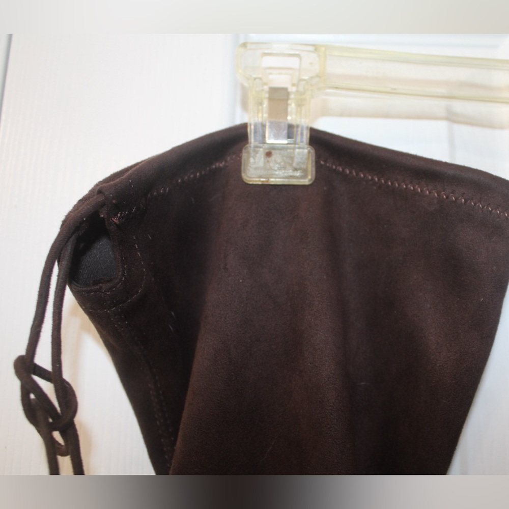 BAMBOO Size 10 Brown Over the Knee Suede Boots with tie on back - Picture 10 of 13